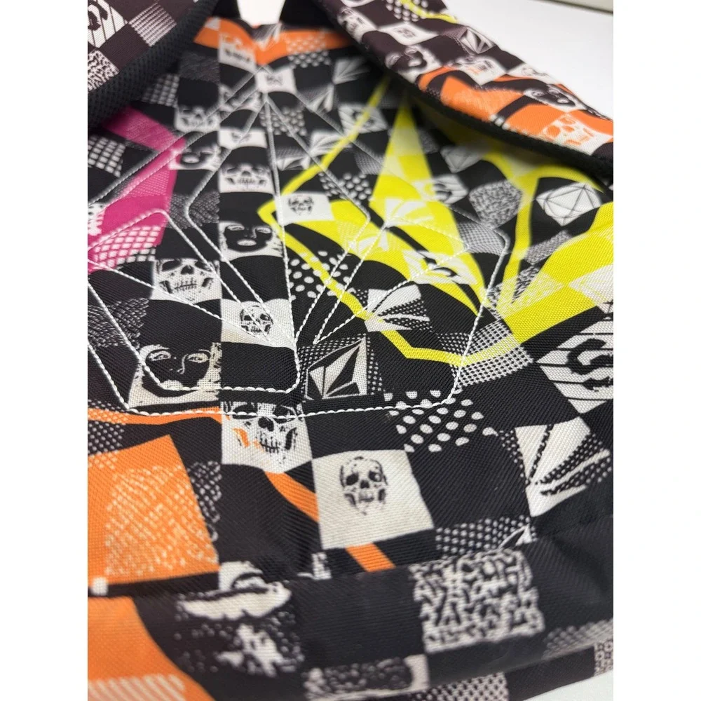 Vintage Volcom Vintage Backpack Y2K Skull Checkerboard Graphic Print Skate Bag